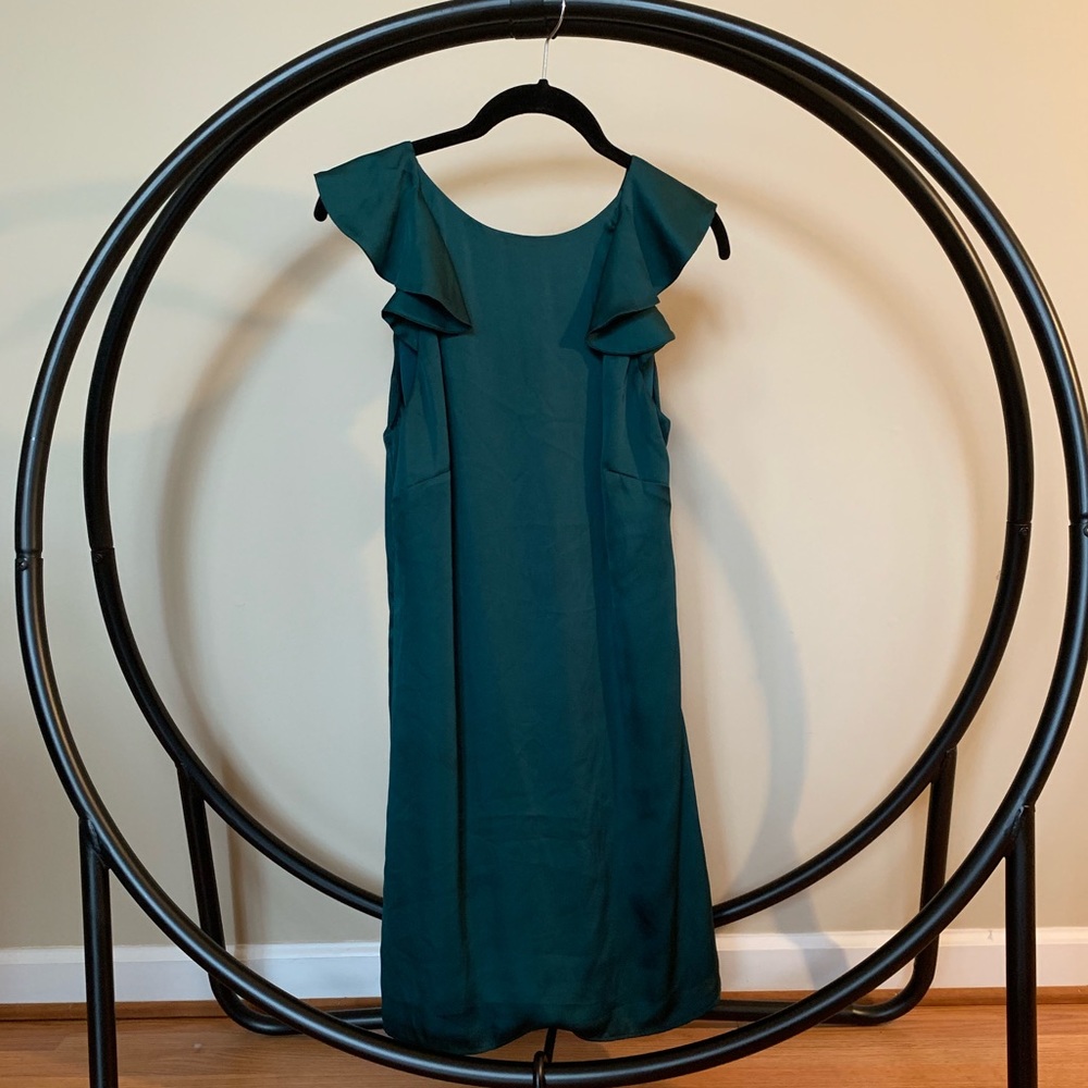 Backless Satin Pine Green Party Dress